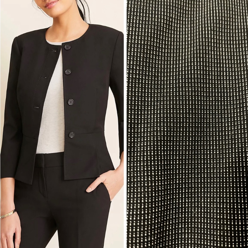 Ann Taylor Factory 2 piece suit in black microcheck